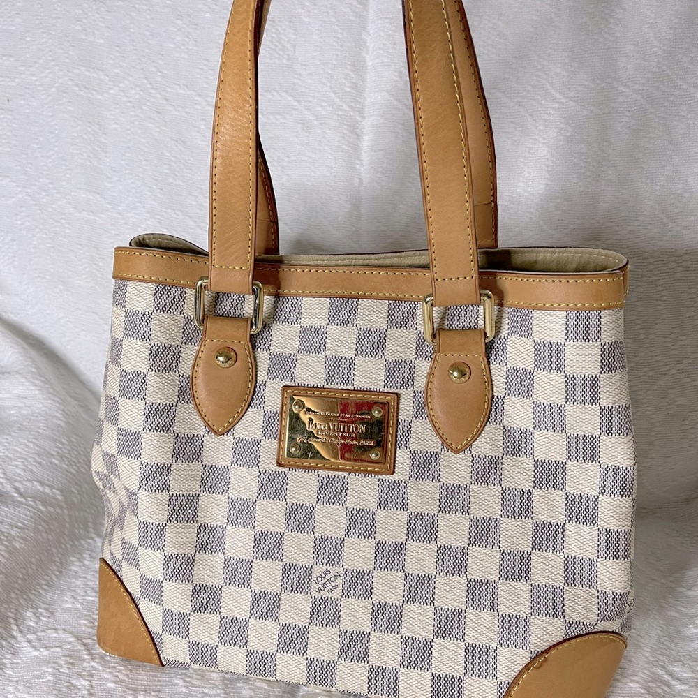 Louis Vuitton White Damier Azur Hampstead tote bag (Pm size)